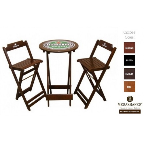 Conjunto Bistrô 1 Mesa e 2 Banquetas Altas Com Logo Cervejeira- Cod: 960